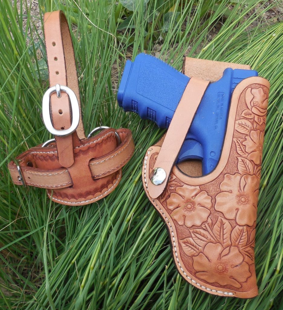 Custom Leather Pistol Holsters/Flank Cinch Holders and Rifle Scabbards