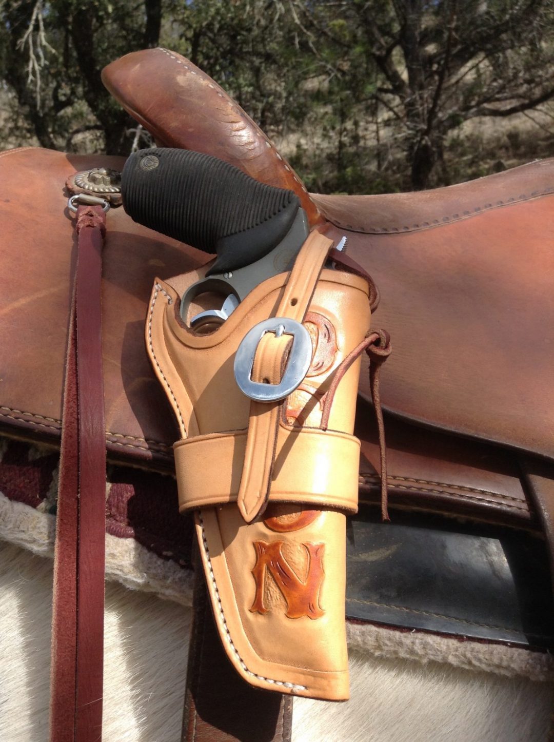 Custom Leather Pistol Holsters/Flank Cinch Holders and Rifle Scabbards Double Eagle Leathersmith